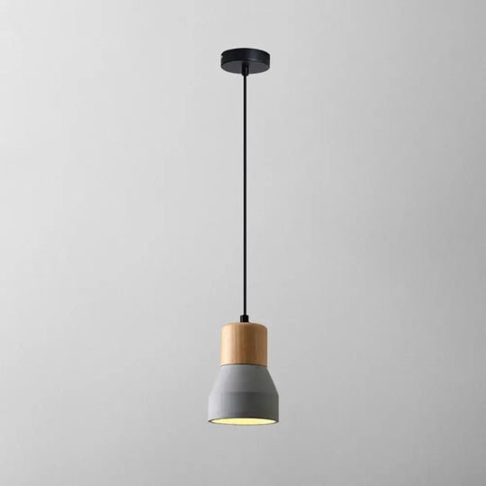 Modern Cement Bell Pendant Light Fixture For Dining Room - 1-Light Suspension Grey