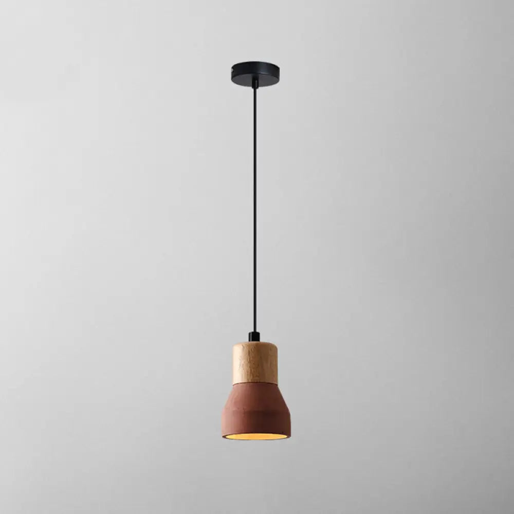 Modern Cement Bell Pendant Light Fixture For Dining Room - 1-Light Suspension Red