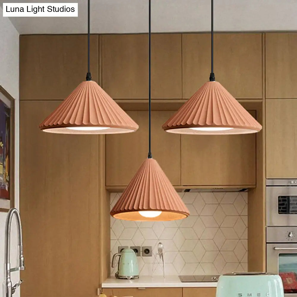 Modern Cement Cone Pendant Lamp - Stylish Light Fixture For Office Kitchen Pink / 4