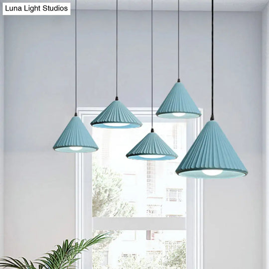 Modern Cement Cone Pendant Lamp - Stylish Light Fixture For Office Kitchen Blue / 4