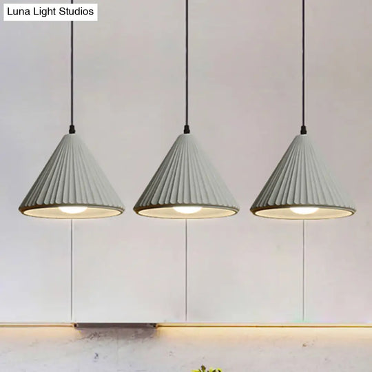 Modern Cement Cone Pendant Lamp For Office Kitchen - One Light Fluted Ceiling