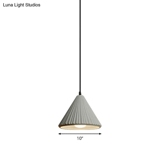 Modern Cement Cone Pendant Lamp For Office Kitchen - One Light Fluted Ceiling