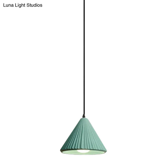 Modern Cement Cone Pendant Lamp For Office Kitchen - One Light Fluted Ceiling