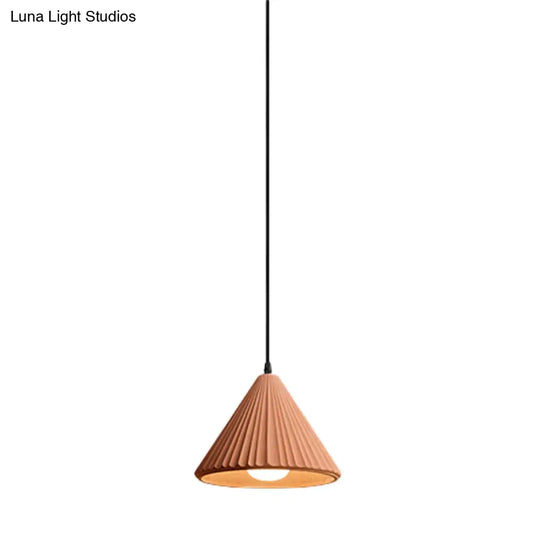 Modern Cement Cone Pendant Lamp For Office Kitchen - One Light Fluted Ceiling