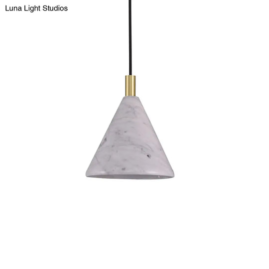 Modern Cement Cone Pendant Lighting- 1 Head White Led Ceiling Suspension Lamp For Bedside