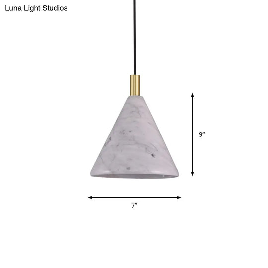 Modernist Cement Cone Pendant Light - White Led Ceiling Suspension Lamp For Bedside