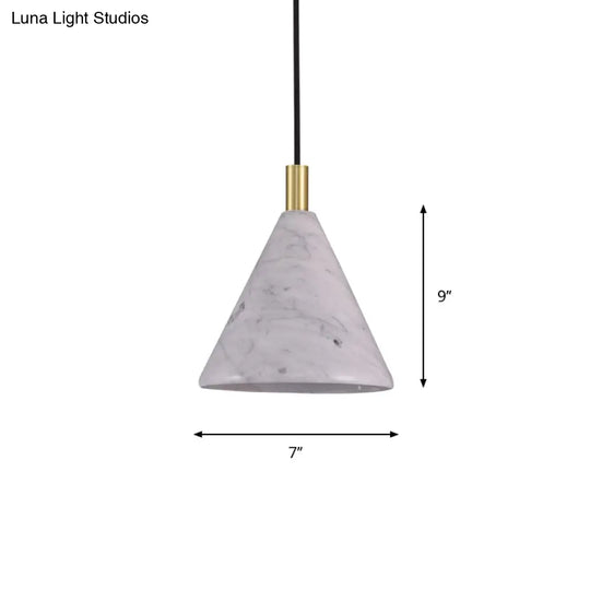 Modern Cement Cone Pendant Lighting- 1 Head White Led Ceiling Suspension Lamp For Bedside