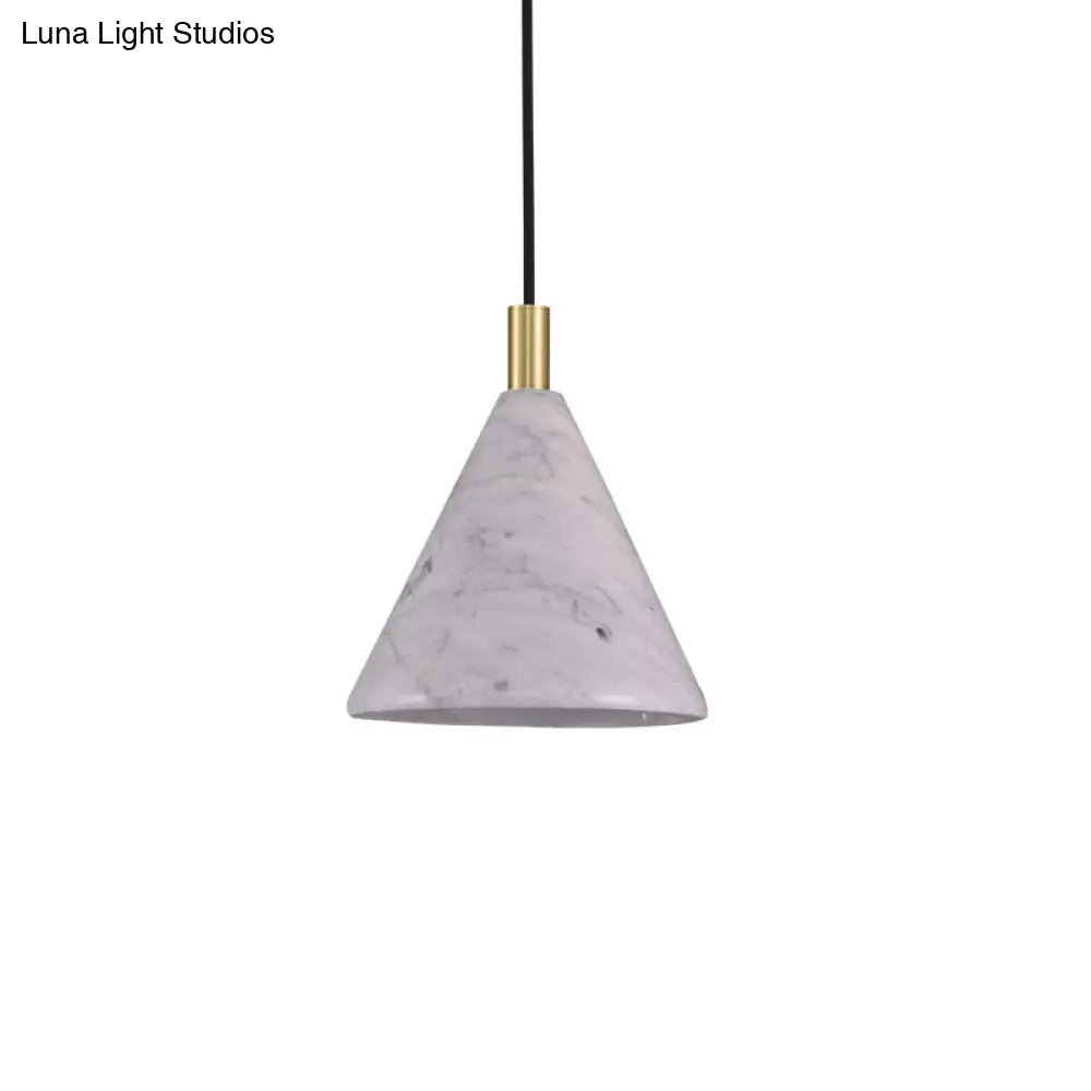 Modernist Cement Cone Pendant Light - White Led Ceiling Suspension Lamp For Bedside