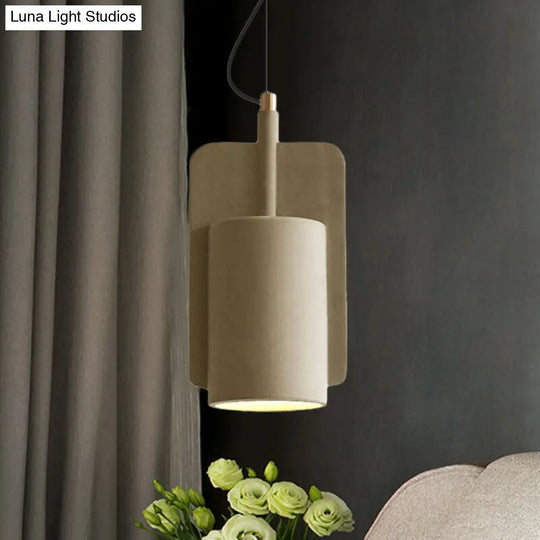 1-Light Cement Drop Pendant Factory Multi-Color Half-Cylinder Ceiling Lamp