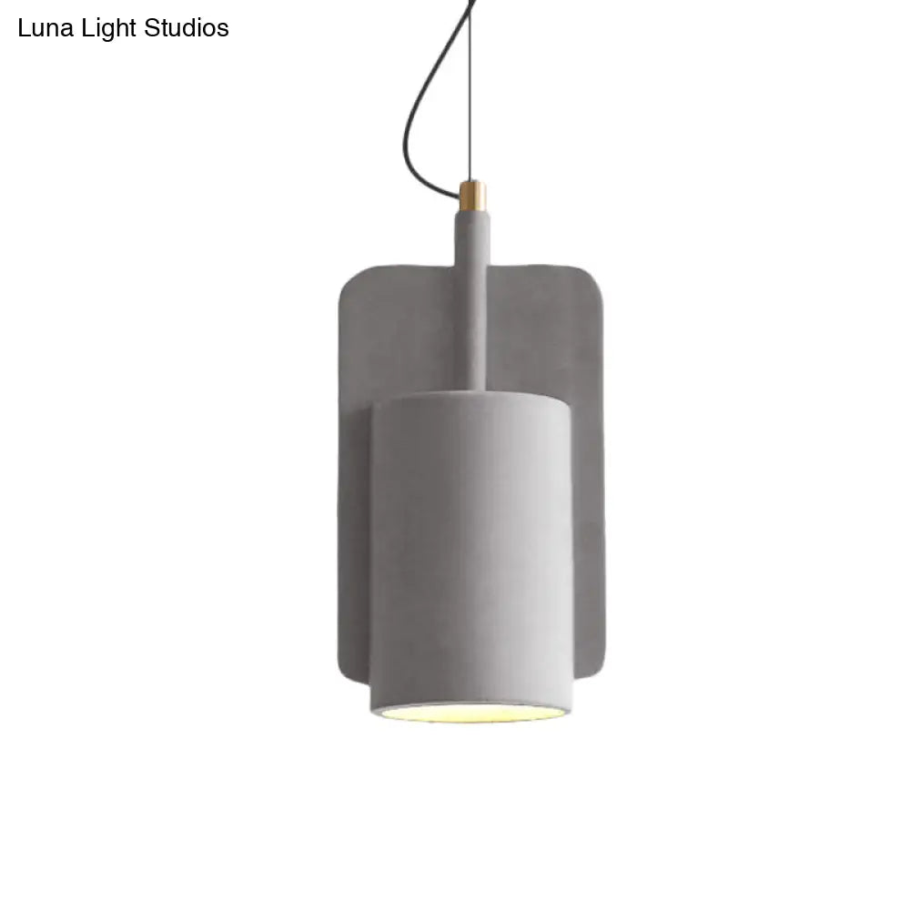 Modern Cement Drop Pendant - Factory Grey/Yellow/Red Half-Cylinder Ceiling Suspension Lamp