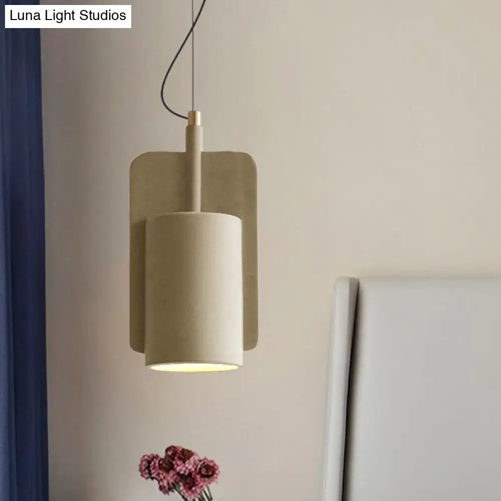 1-Light Cement Drop Pendant Factory Multi-Color Half-Cylinder Ceiling Lamp Yellow