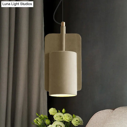 Modern Cement Drop Pendant - Factory Grey/Yellow/Red Half-Cylinder Ceiling Suspension Lamp