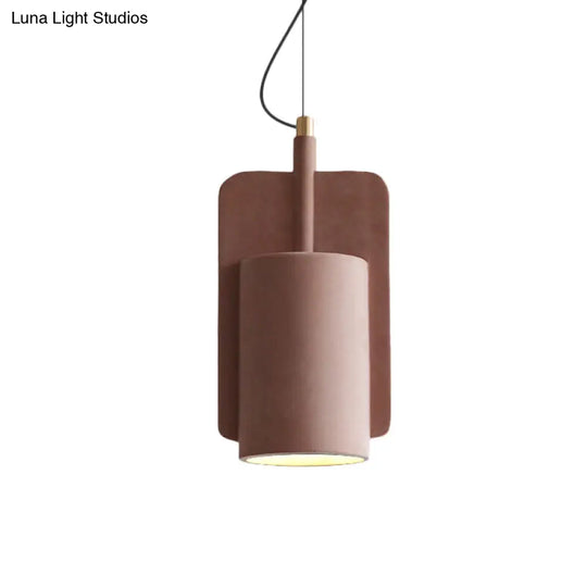 1-Light Cement Drop Pendant Factory Multi-Color Half-Cylinder Ceiling Lamp