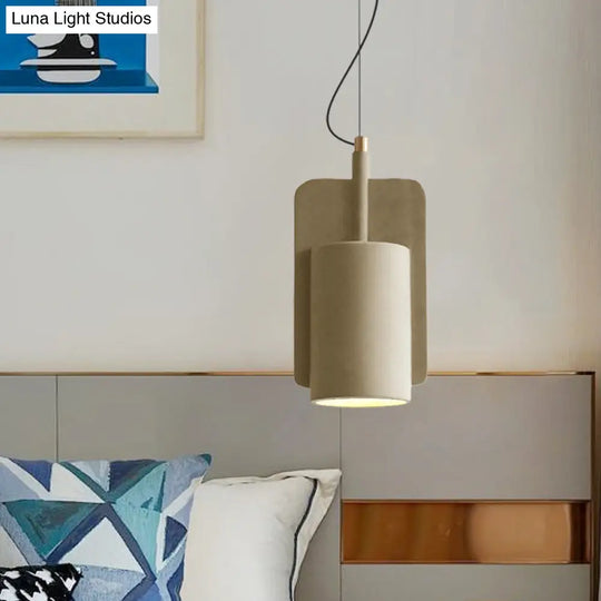 Modern Cement Drop Pendant - Factory Grey/Yellow/Red Half-Cylinder Ceiling Suspension Lamp