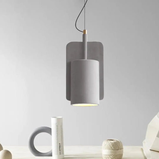 Modern Cement Drop Pendant - Factory Grey/Yellow/Red Half-Cylinder Ceiling Suspension Lamp Grey