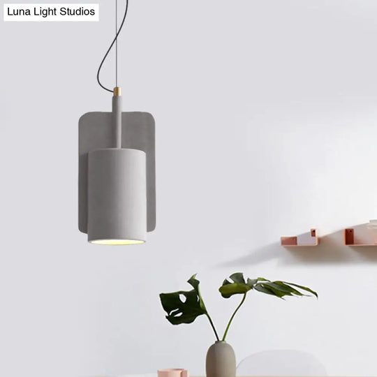 Modern Cement Drop Pendant - Factory Grey/Yellow/Red Half-Cylinder Ceiling Suspension Lamp