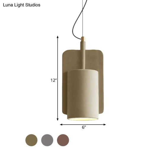 1-Light Cement Drop Pendant Factory Multi-Color Half-Cylinder Ceiling Lamp