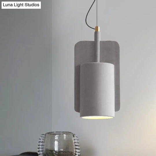 Modern Cement Drop Pendant - Factory Grey/Yellow/Red Half-Cylinder Ceiling Suspension Lamp