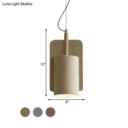 Modern Cement Drop Pendant - Factory Grey/Yellow/Red Half-Cylinder Ceiling Suspension Lamp