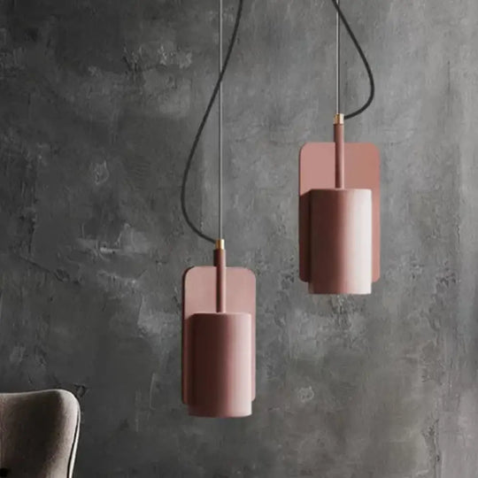 Modern Cement Drop Pendant - Factory Grey/Yellow/Red Half-Cylinder Ceiling Suspension Lamp Red