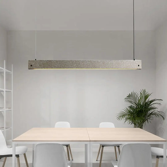 Modern Cement Led Pendant Light For Dining Room - Grey Rectangular Suspension Fixture / 35.5’