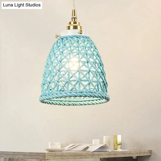 Modern Ceramic Dome Basket Pendant Light With Single Bulb - Perfect For Galleries And More