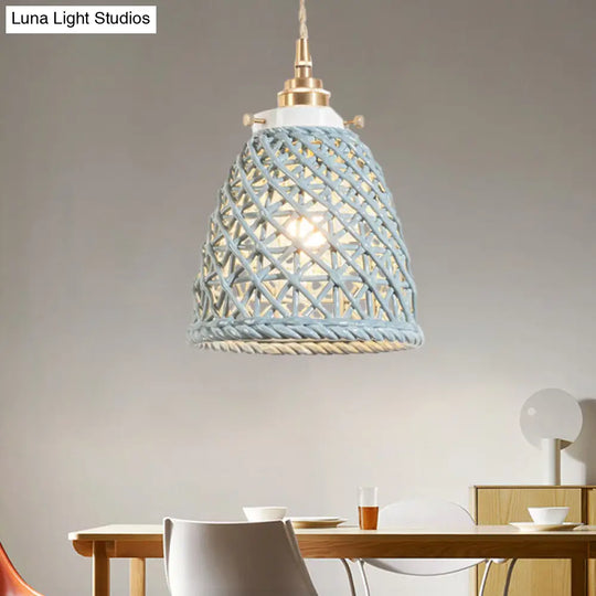 Modern Ceramic Dome Basket Pendant Light With Single Bulb - Perfect For Galleries And More