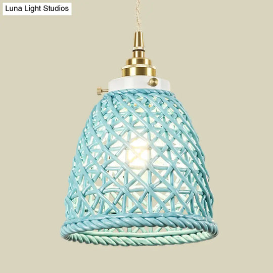 Modern Ceramic Dome Basket Pendant Light With Single Bulb - Perfect For Galleries And More