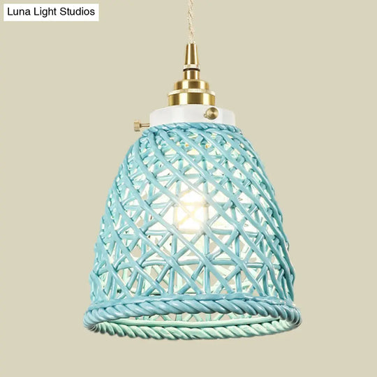 Modern Ceramic Hanging Pendant Light With Dome Basket Design - Illuminate Your Gallery One Bulb!