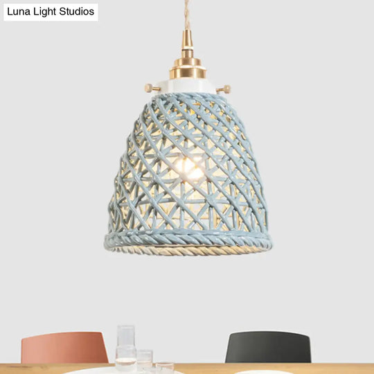 Modern Ceramic Dome Basket Pendant Light With Single Bulb - Perfect For Galleries And More Grey