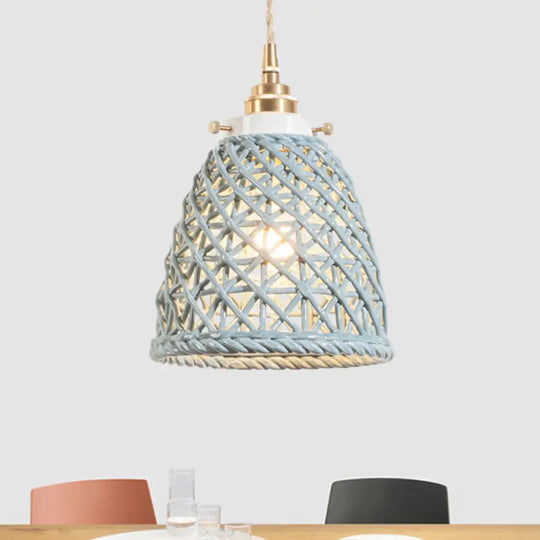 Modern Ceramic Hanging Pendant Light With Dome Basket Design - Illuminate Your Gallery One Bulb!