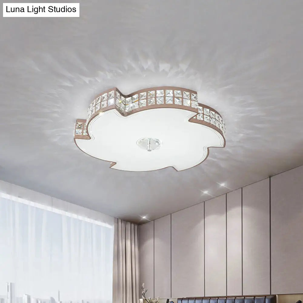 Modern Champagne Led Ceiling Light With Square-Cut Crystals 16.5/21.5 Width / 16.5