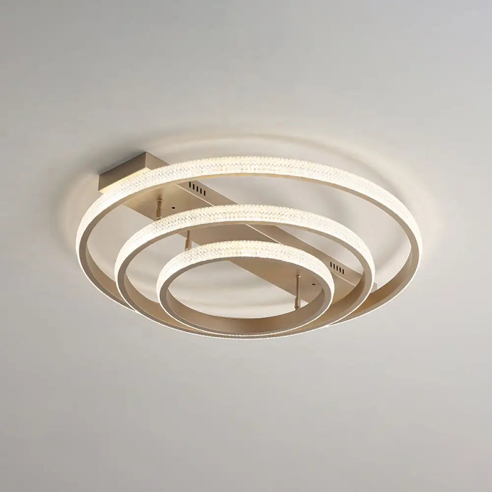 Modern Champagne Loop Flush Mount Led Ceiling Light / 33.5’ Round