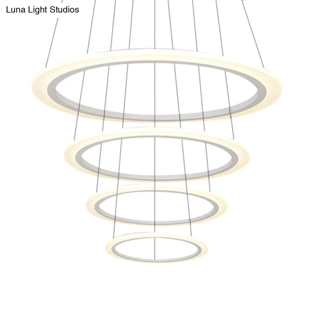 Modern Chandelier With Acrylic Shade - Contemporary Pendant Light Warm/White Illumination