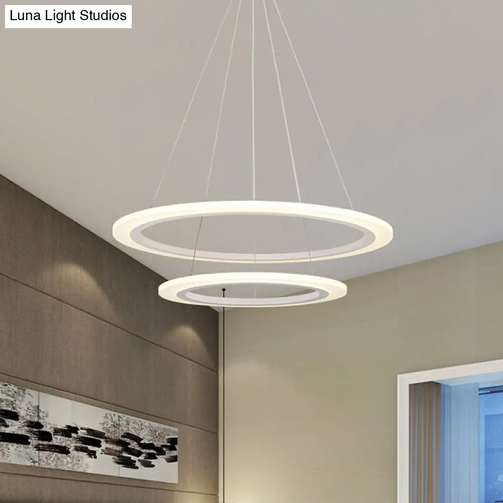 Modern Chandelier With Acrylic Shade - Contemporary Pendant Light Warm/White Illumination