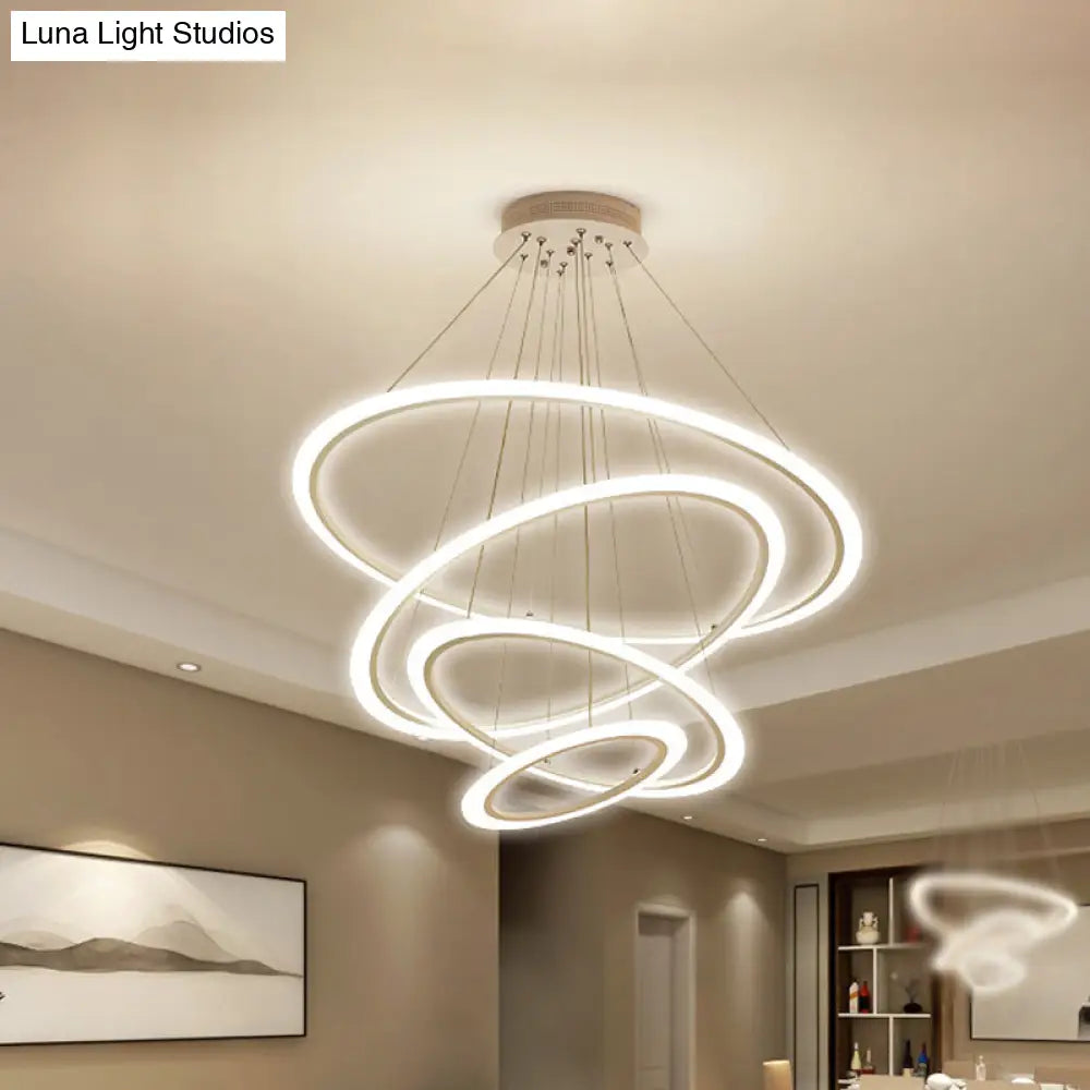 Modern Chandelier With Acrylic Shade - Contemporary Pendant Light Warm/White Illumination