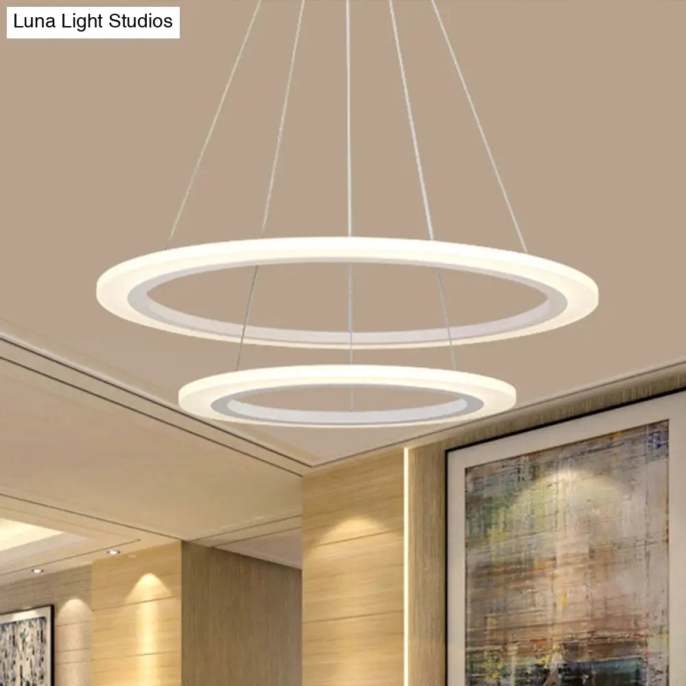 Modern Chandelier With Acrylic Shade - Contemporary Pendant Light Warm/White Illumination