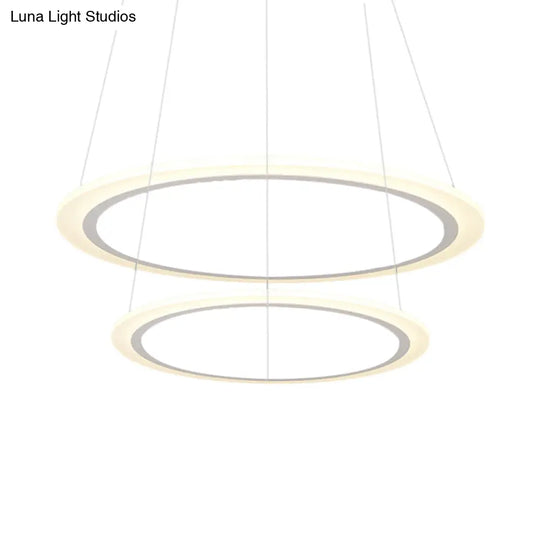 Modern Chandelier With Acrylic Shade - Contemporary Pendant Light Warm/White Illumination