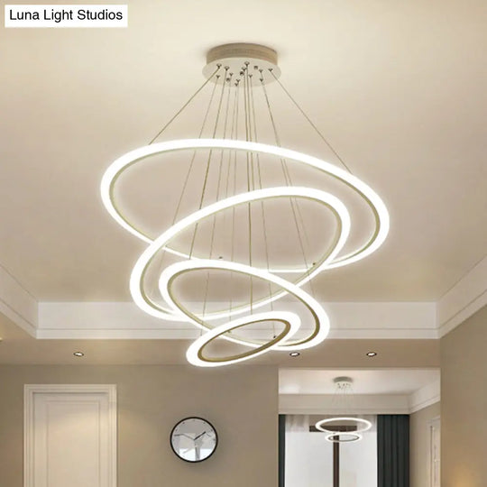 Modern Chandelier With Acrylic Shade - Contemporary Pendant Light Warm/White Illumination