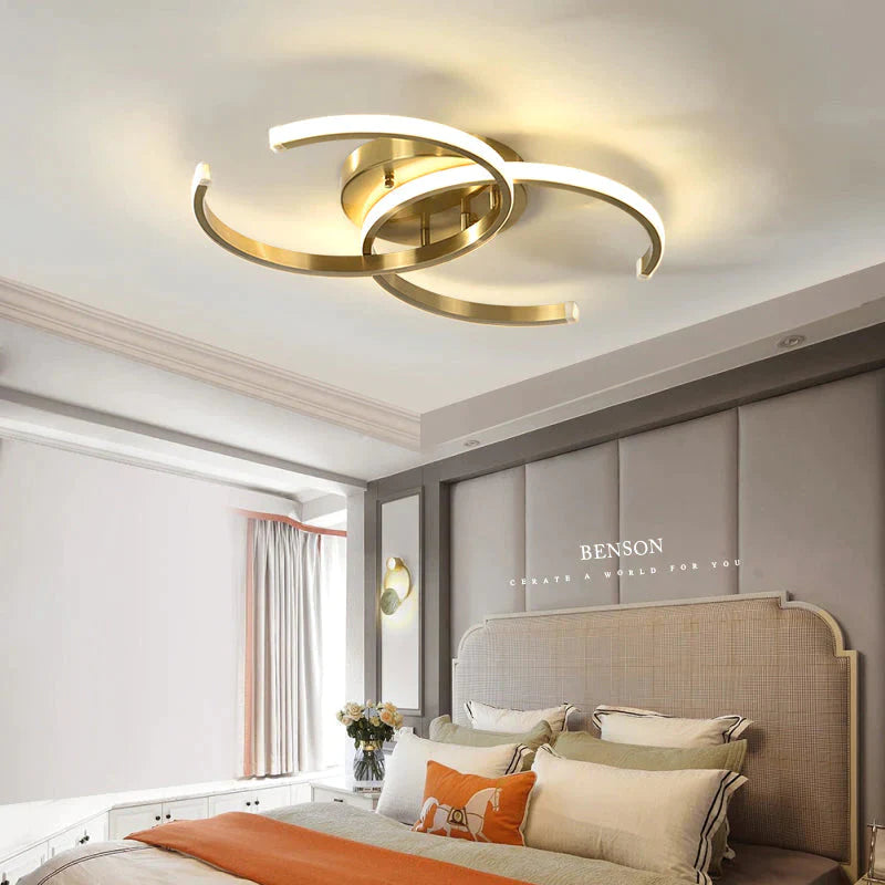 Modern Changeable Led Ceiling Lamp Living Room Copper Ceiling Lights Bedroom Kitchen Fixtures Led Lighting With Remote Control