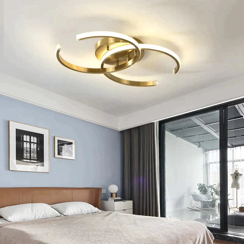 Modern Changeable Led Ceiling Lamp Living Room Copper Lights Bedroom Kitchen Fixtures Lighting With