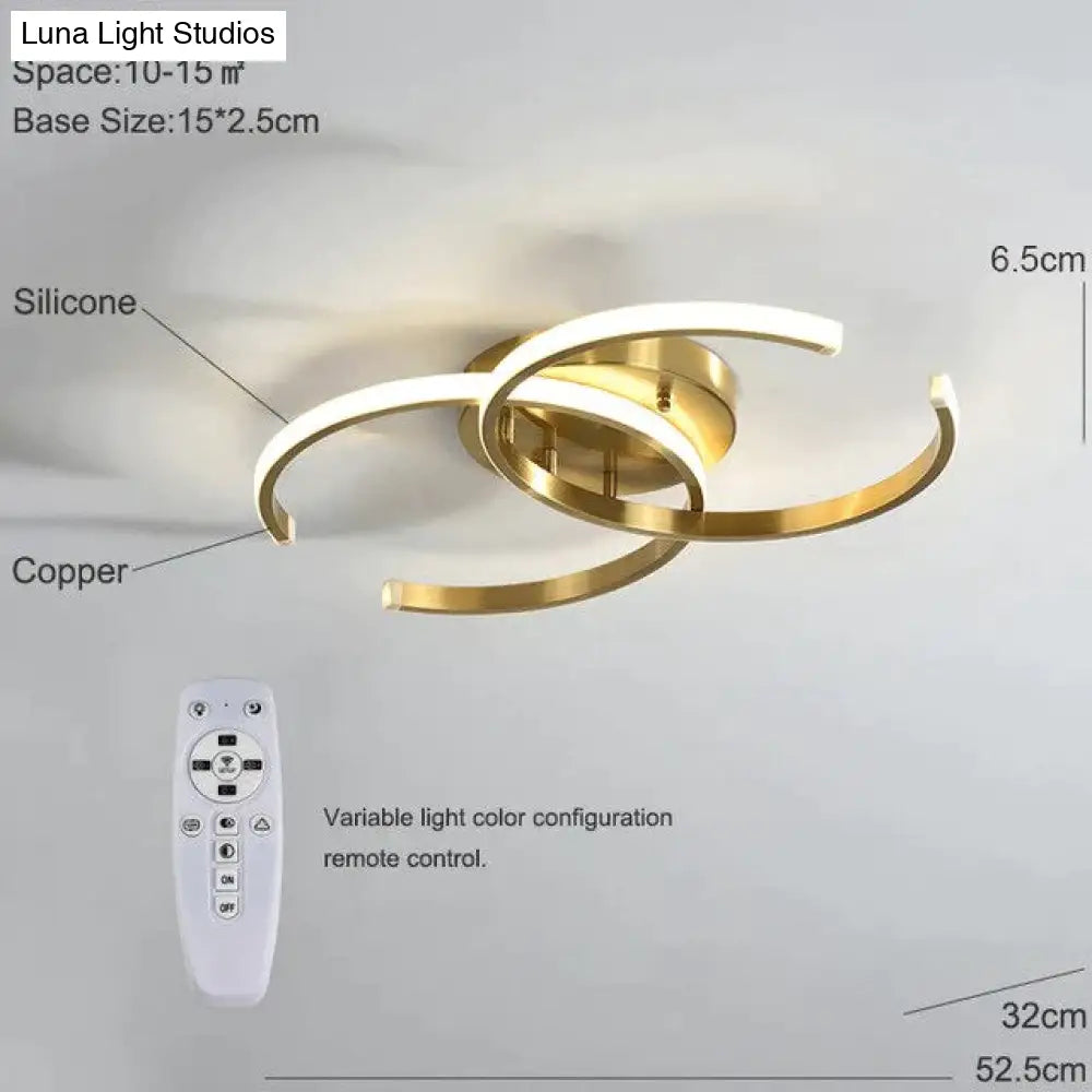 Modern Changeable Led Ceiling Lamp Living Room Copper Lights Bedroom Kitchen Fixtures Lighting With