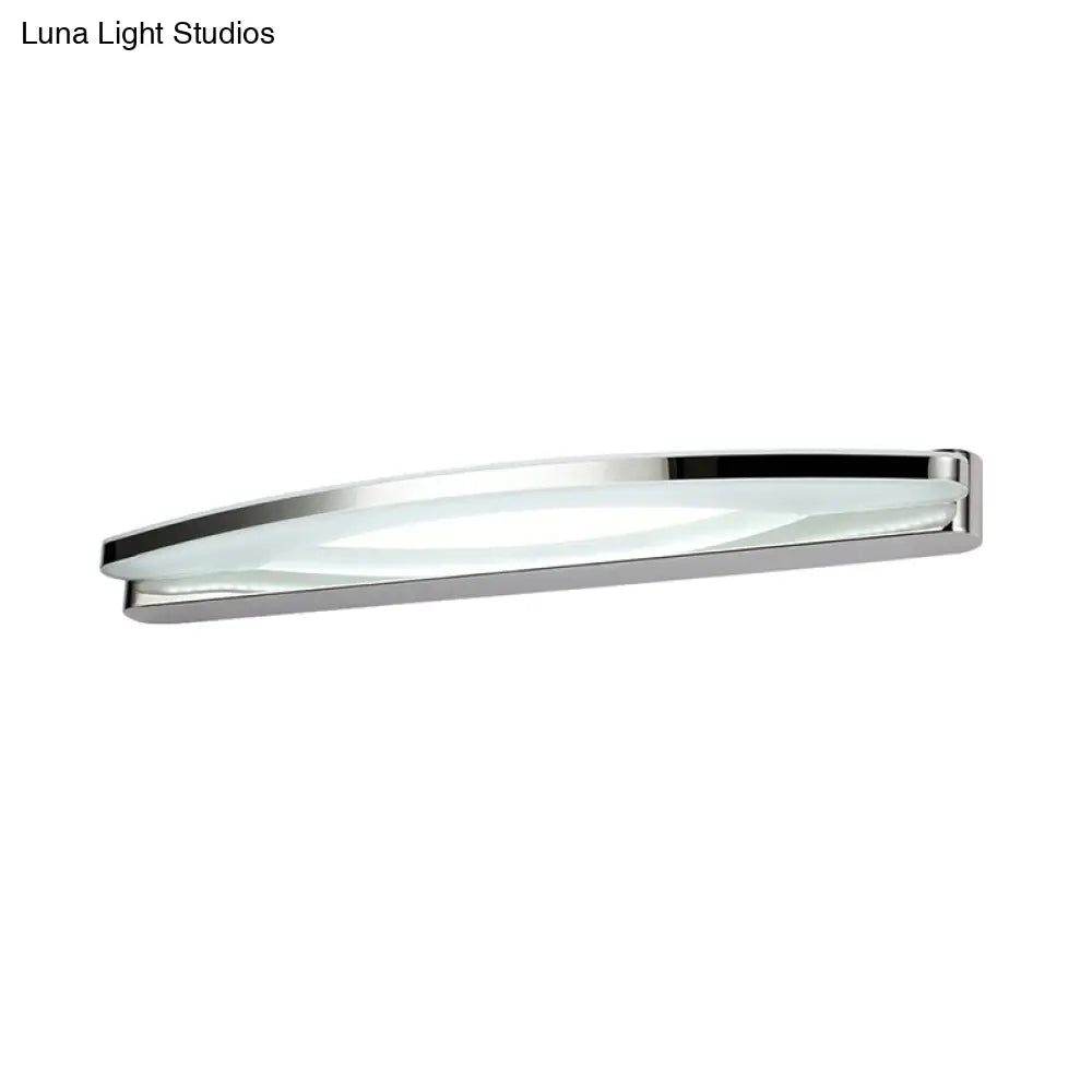 Modern Chrome Arched Vanity Light - 21/27.5 Led Wall Sconce With Acrylic Diffuser