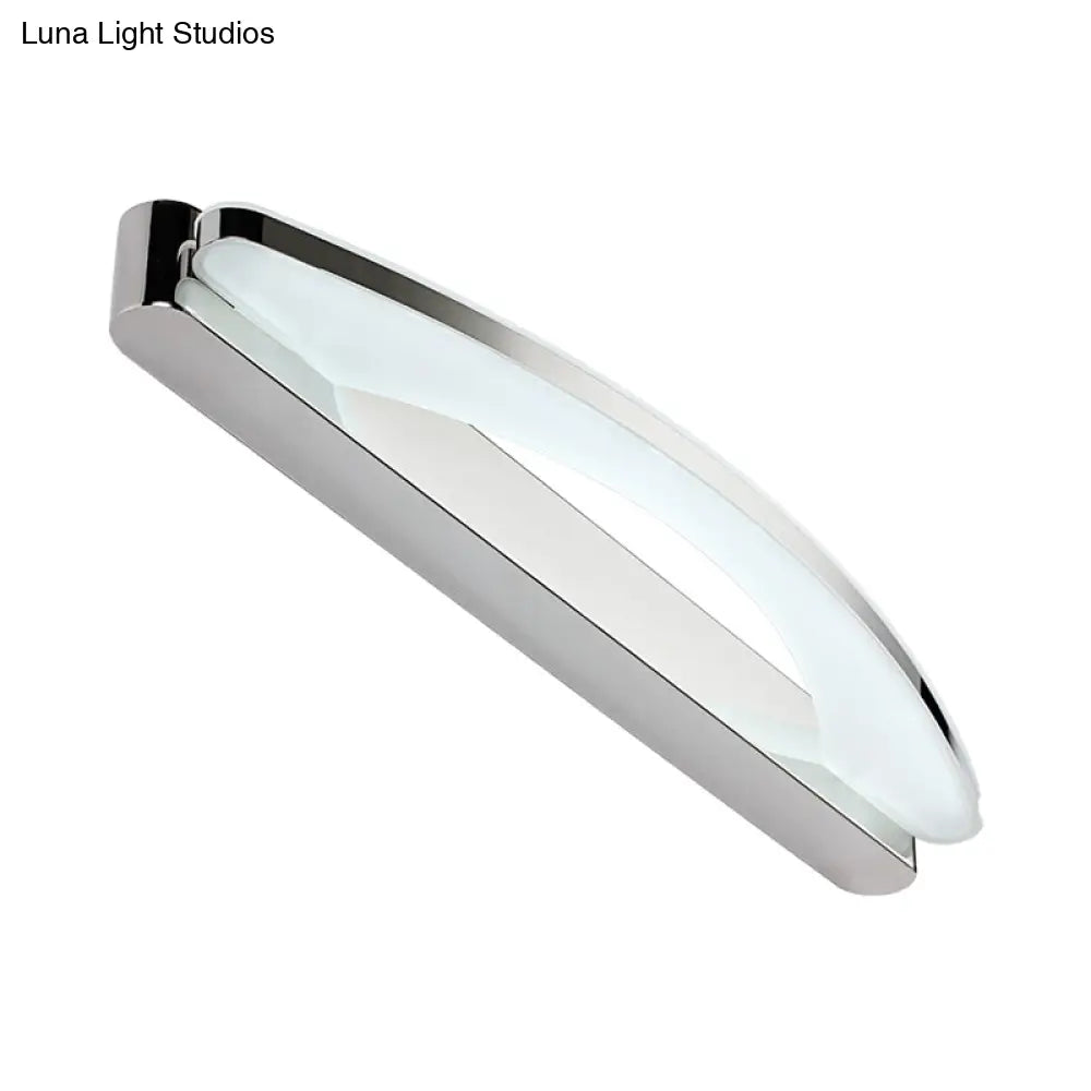 Modern Chrome Arched Vanity Light - 21/27.5 Led Wall Sconce With Acrylic Diffuser