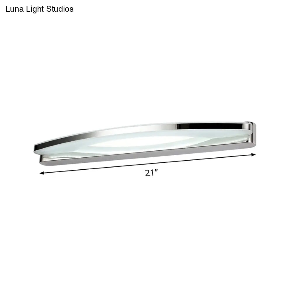 Modern Chrome Arched Vanity Light - 21/27.5 Led Wall Sconce With Acrylic Diffuser