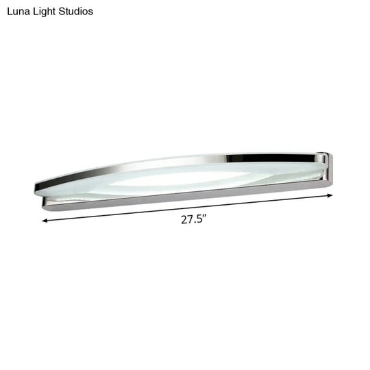 Modern Chrome Arched Vanity Light - 21/27.5 Led Wall Sconce With Acrylic Diffuser