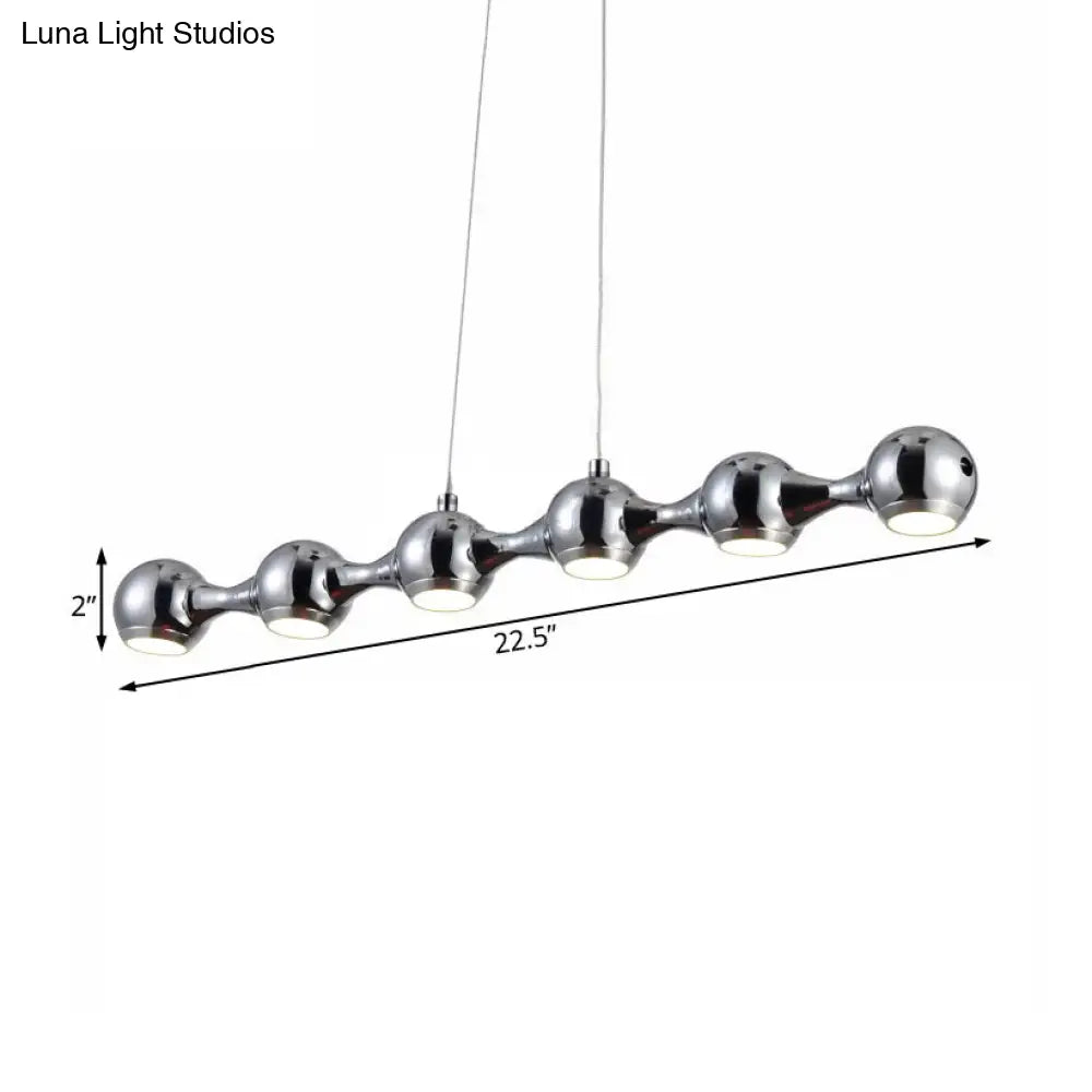 Modern Chrome Ball Pendant Ceiling Light With 6 Metal Lights - Warm/White Island Lighting For Living