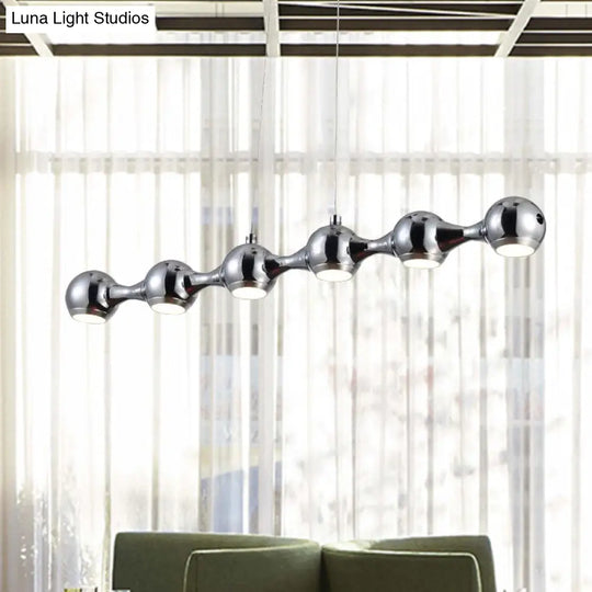 Modern Chrome Ball Pendant Ceiling Light With 6 Metal Lights - Warm/White Island Lighting For Living