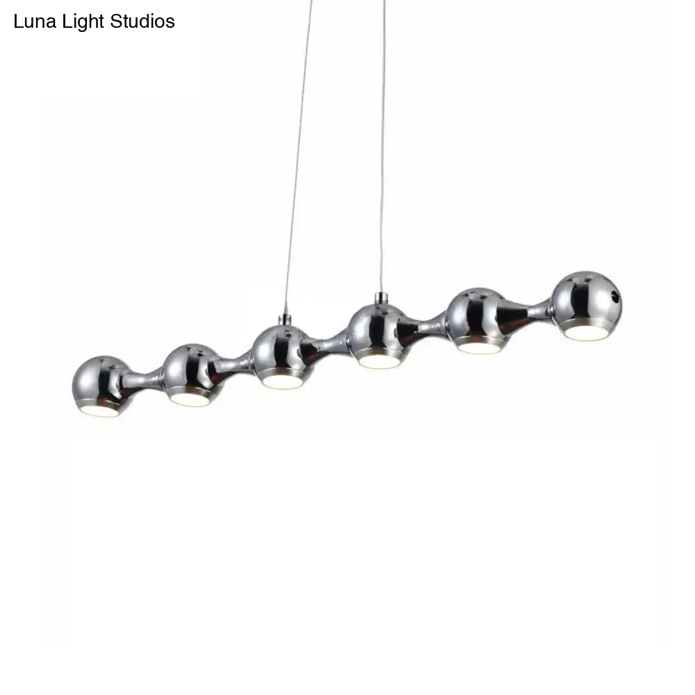 Modern Chrome Ball Pendant Ceiling Light With 6 Metal Lights - Warm/White Island Lighting For Living