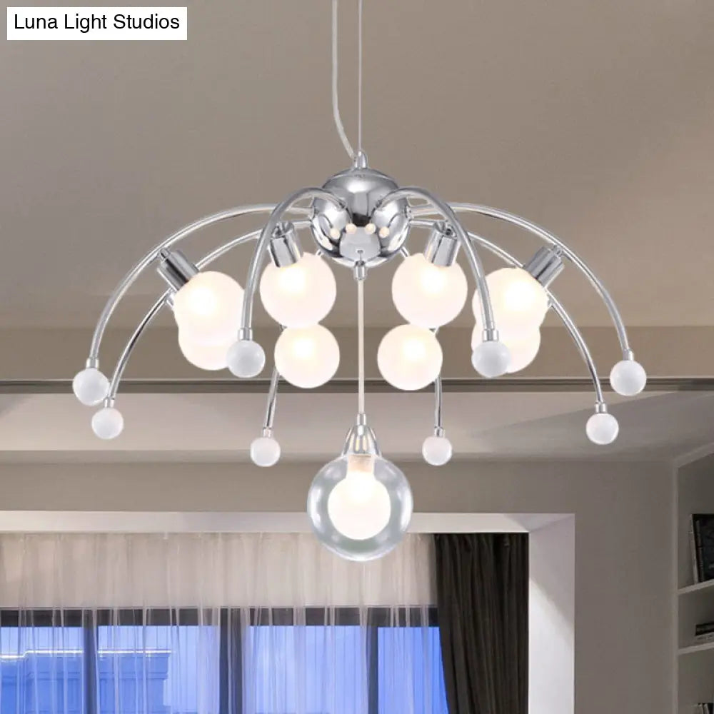 Modern Chrome Bubble Chandelier With White Glass And Led Lights - 6/9 Light Ceiling Fixture